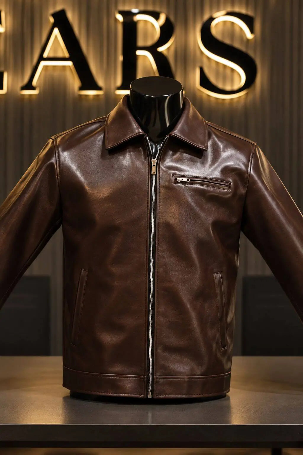 Chocolate Brown Double-Tone Leather Jacket