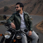 Alligator Green Leather Bomber Jacket