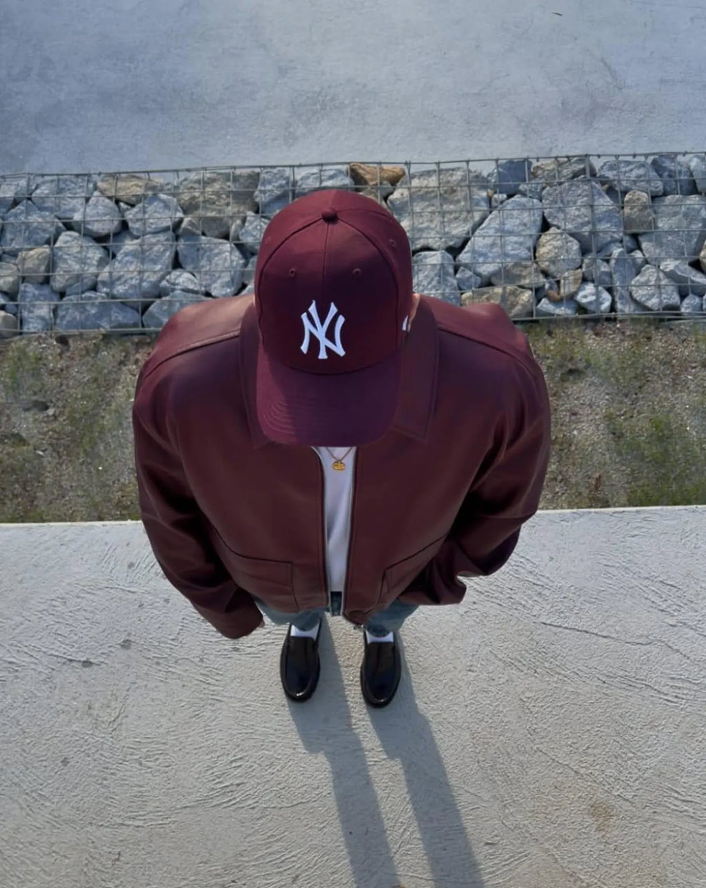 Unisex Burgundy Leather Bomber Jacket