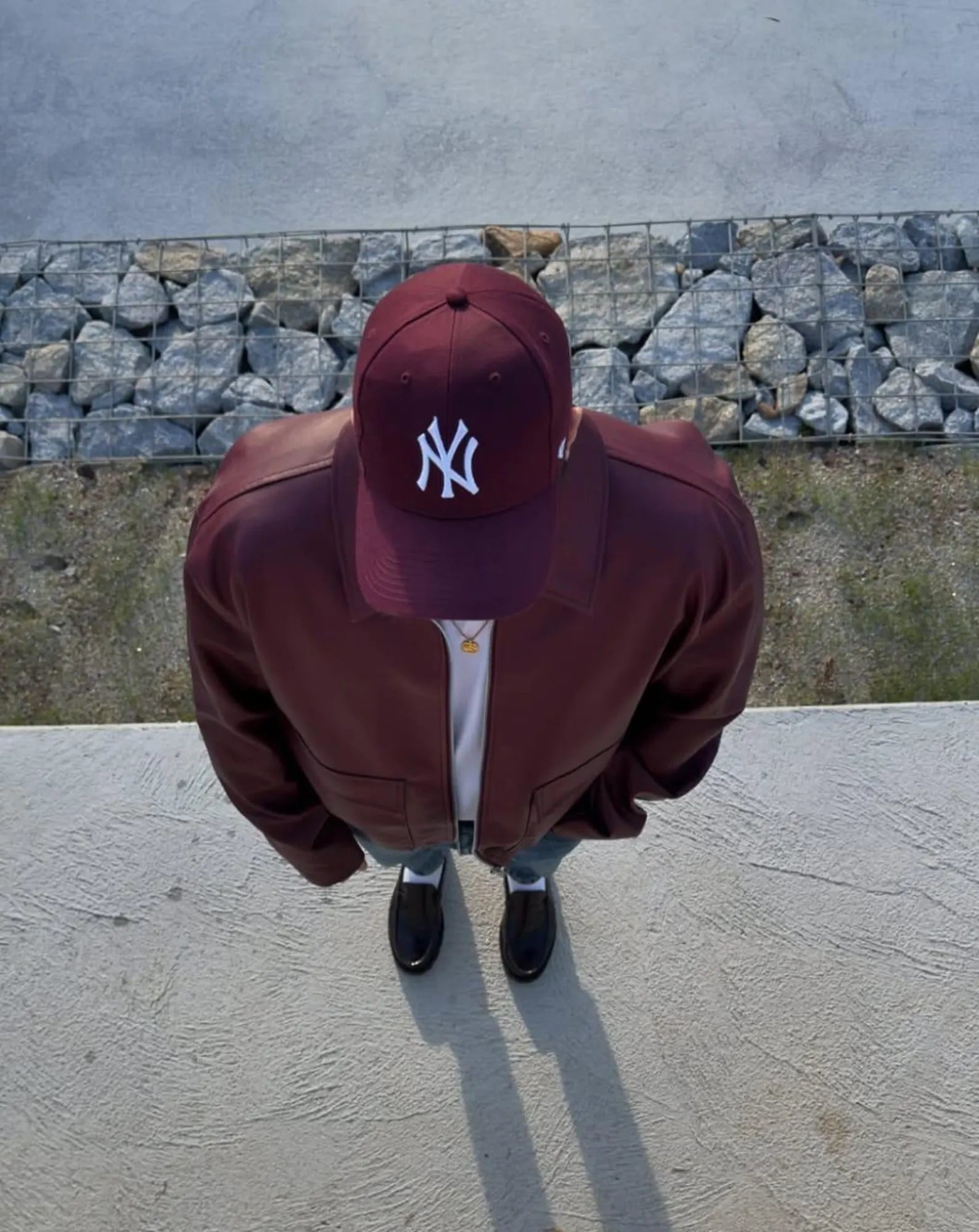 Unisex Burgundy Leather Bomber Jacket