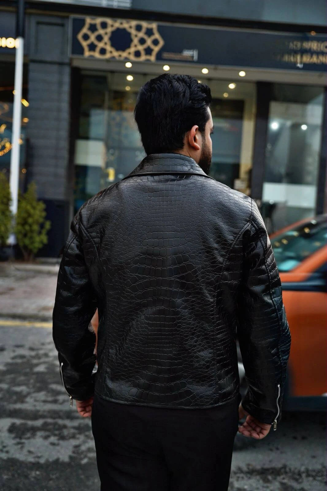 Mafia Black Crocodile Leather Jacket
