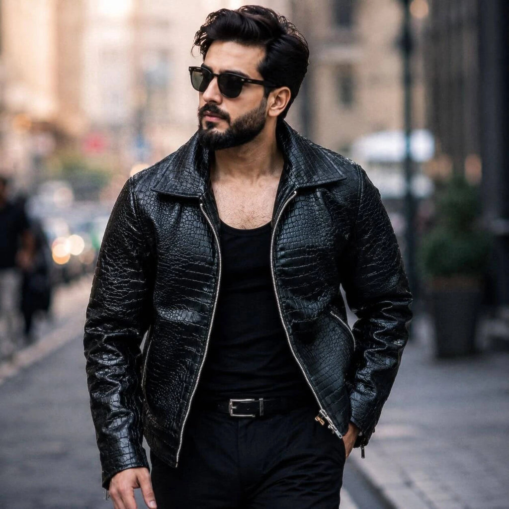 Mafia Black Crocodile Leather Jacket