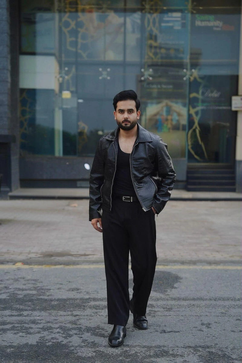 Mafia Black Crocodile Leather Jacket