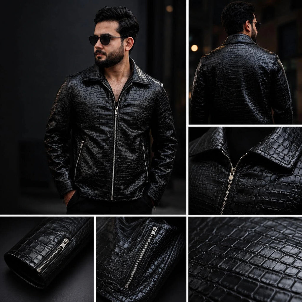 Mafia Black Crocodile Leather Jacket