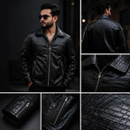 Mafia Black Crocodile Leather Jacket